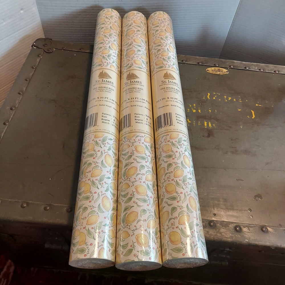 3 Rolls St. James York Wallcoverings Lemon Vine Wallpaper TJ9181 Solid Vinyl